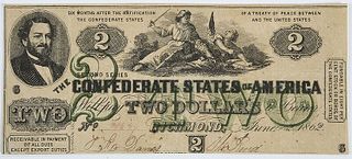1862 $2 Confederate Note T-43