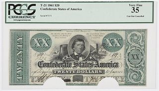 1861 $20 Confederate Note T-21