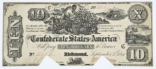 1861 $10 Confederate Note T-29