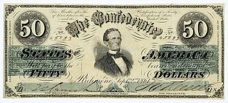 1861 $50 Confederate Note T-16