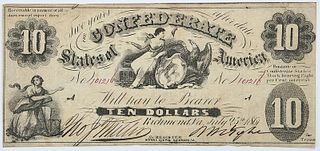 1861 $10 Confederate Note T-10