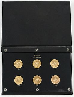 Six Mexican Gold 20 Peso Coins