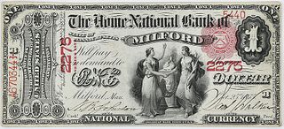 1875 $1 The Home National Bank Milford, MA