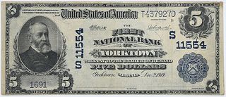 1902 $5 First NB Yorktown, Virginia 