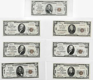 Seven Assorted Small National Notes 