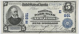1902 $5 National Park Bank New York, NY