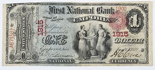 1875 $1 First NB Emporia, Kansas 