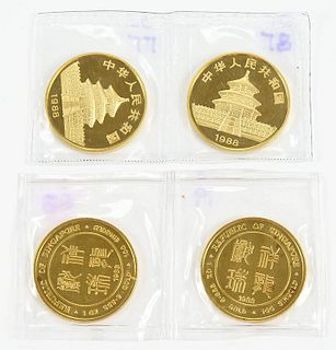 Four Gold Asian Coins 