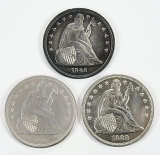 Group of Three Seated Liberty Dollars 