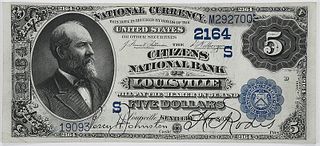 1882 $5 Citizens NB Louisville, Kentucky