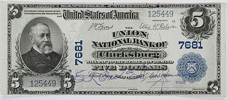 1902 $5 Union NB of Clarksburg, West Virginia 