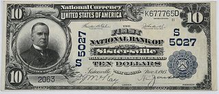 1902 $10 First NB Sistersville, WV