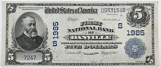 1902 $5 First NB Danville, Virginia