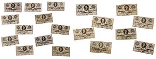 19 Jefferson Davis Fractional Confederate Notes
