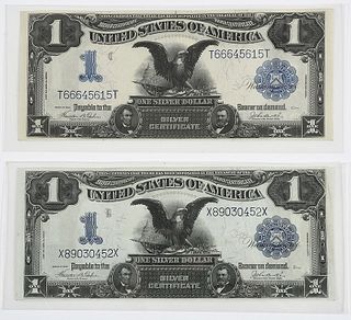 Two 1899 $1 Black Eagle Silver Certificates 