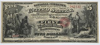 $5 First National Bank of  Baltimore, Maryland 