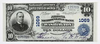 1902 $10 National Met. Bank Washington D.C. 