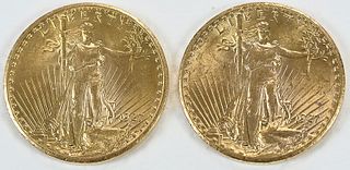 Two St. Gaudens $20 Gold Coins
