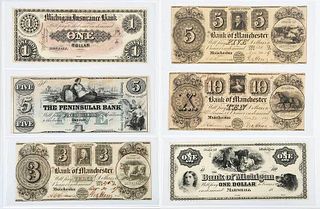19 Michigan Obsolete Bank Notes 