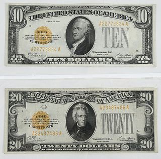 Two 1928 Gold Certificates