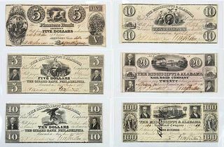 23 Mississippi Obsolete Bank Notes 