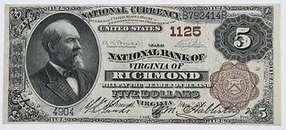 1882 $5 National Bank Richmond, Virginia 