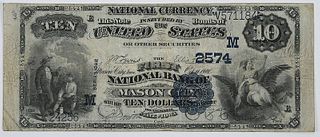 1882 $10 First National Bank Mason City, Iowa 