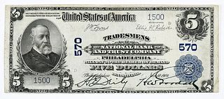1902 $5 Tradesmens NB and Trust Philadelphia, PA