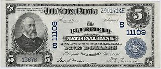 1902 $5 Bluefield National Bank, West Virginia 