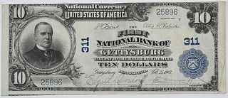 1902 $10 First NB Gettysburg, Pennsylvania 