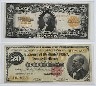 Two $20 Gold Certificates 