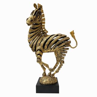JIANG TIE FENG "Golden Zebra" Bronze Sculpture