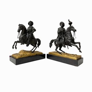 (2) Antique Bronze Don Quixote & Alonso Quijano