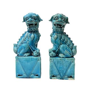 Pair of Large Scale Chinese Porcelain Foo Dogs