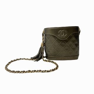 Classic Chanel Green Metallic Crossbody Bag
