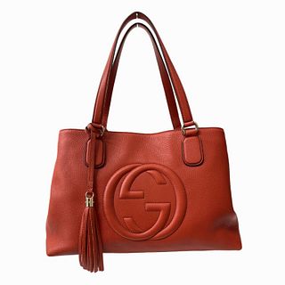 Gucci Red Leather Soho Tote Shoulder Bag