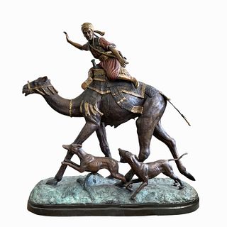 Mediterranean Man on Camel Bronze Sculpture