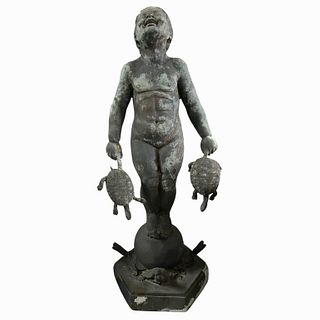 Child with Turtles Bronze Sculpture