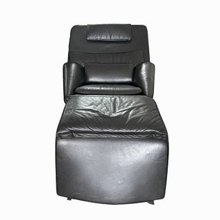 Vintage Black Leather Full Reclining Chair