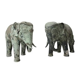 Pair of Chinese Style Bronze Elephants
