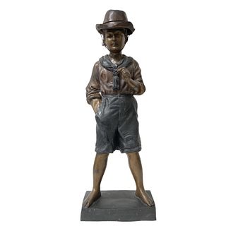 Vintage Bronze Boy Sculpture