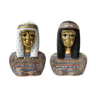 (2) Two Egyptian Porcelain Bust Sculptures