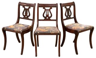 Regency Style Carved Mahogany Side Chairs, 3