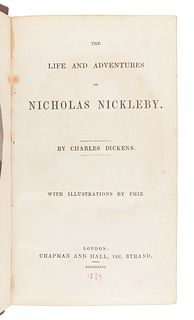 DICKENS, Charles (1812-1870). The Life and Adventures of Nicholas Nickleby. London: Chapman & Hall, 1839. A second copy.