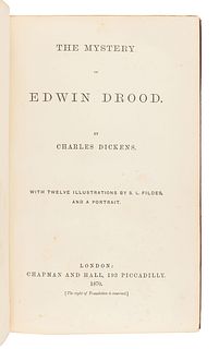 DICKENS, Charles (1812-1870). The Mystery of Edwin Drood. London: Chapman & Hall, 1870.