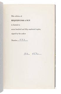 FAULKNER, William (1897-1962). Requiem for a Nun. New York: Random House, 1951. 