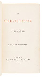 HAWTHORNE, Nathaniel (1804-1864). The Scarlet Letter, A Romance. Boston: Ticknor, Reed, and Fields, 1850. 