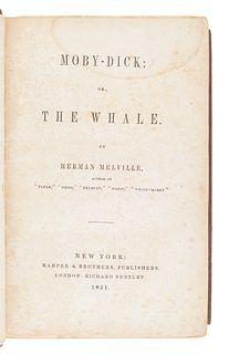 MELVILLE, Herman (1819-1891). Moby-Dick; or, the Whale. New York: Harper & Brothers, 1851.