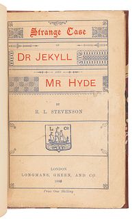 STEVENSON, Robert Louis (1850-1894). Strange Case of Dr Jekyll and Mr Hyde. London: Longmans, Green, and Co., 1886.