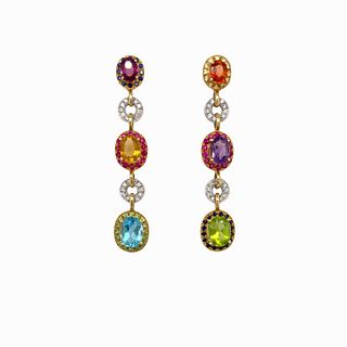 18 Karat Colored Stone Earrings